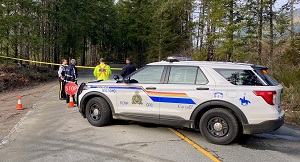 RCMP police vehicle at crash scene.