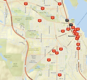 Map showing fires downtown in past 3 months 